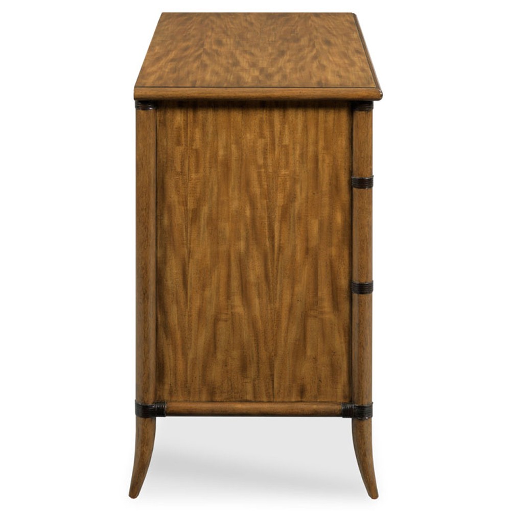 Linwood Updated Traditional Brown Wood Wide Nightstand|