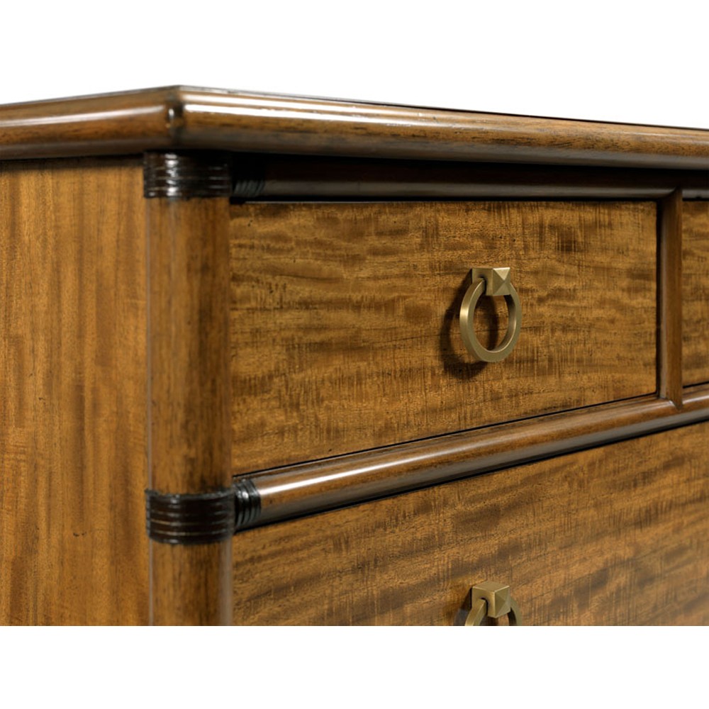 Linwood Updated Traditional Brown Wood Wide Nightstand|