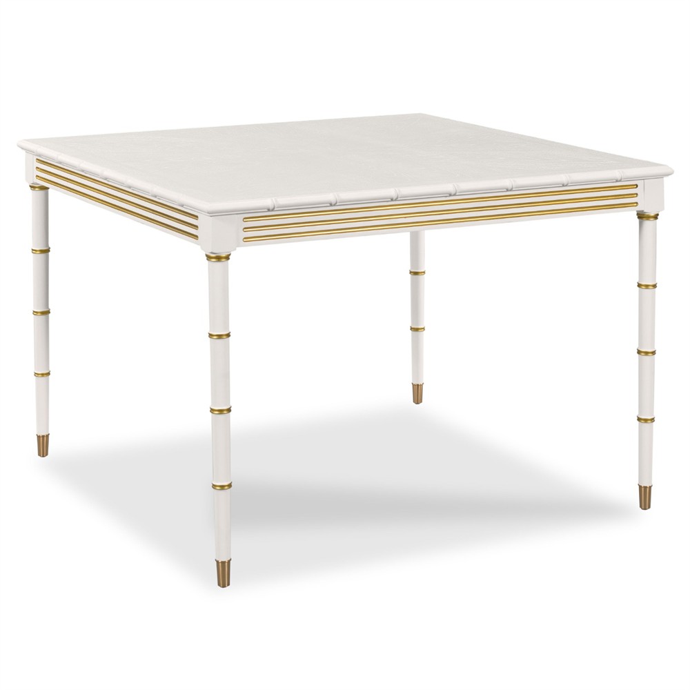 Newport Updated Traditional Cream Wood Bamboo Game Table|