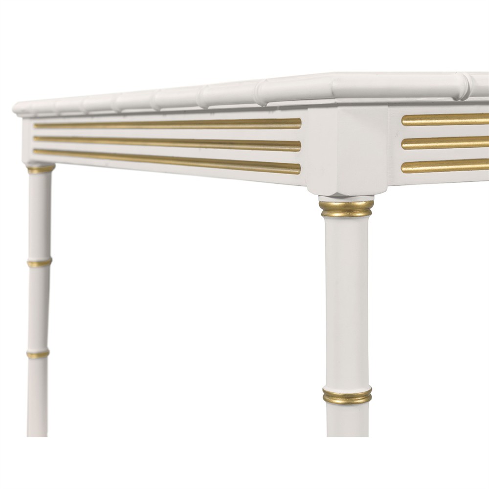 Newport Updated Traditional Cream Wood Bamboo Game Table|
