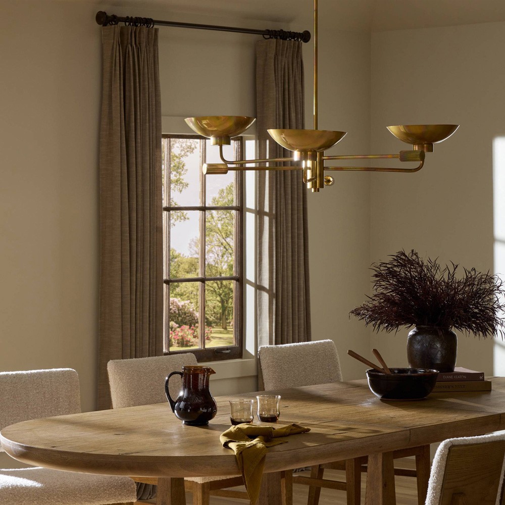 Lund Updated Traditional Burnt Brass Disc Chandelier Oversized