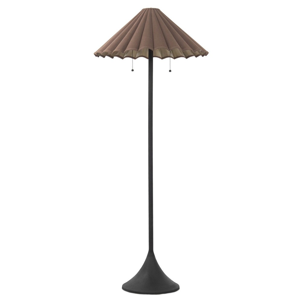 Fiorella French Country Brown Scalloped Shade Floor Lamp 60-64