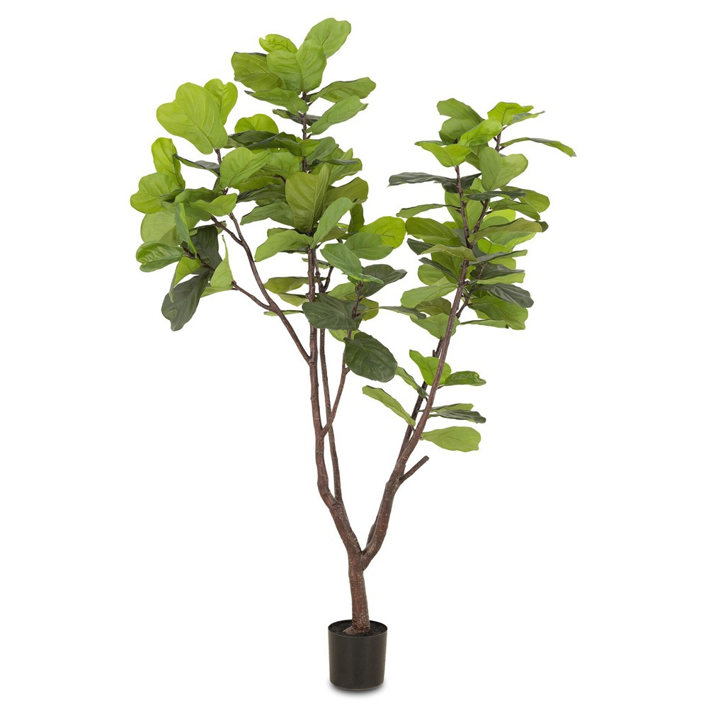 Elara Updated Traditional Green Faux Fiddle Leaf Potted Tree - 7'|