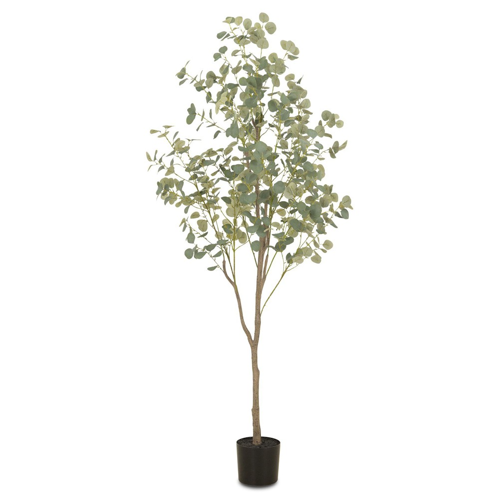 Huxley Updated Traditional Green Faux Eucalyptus Potted Tree - 7'|