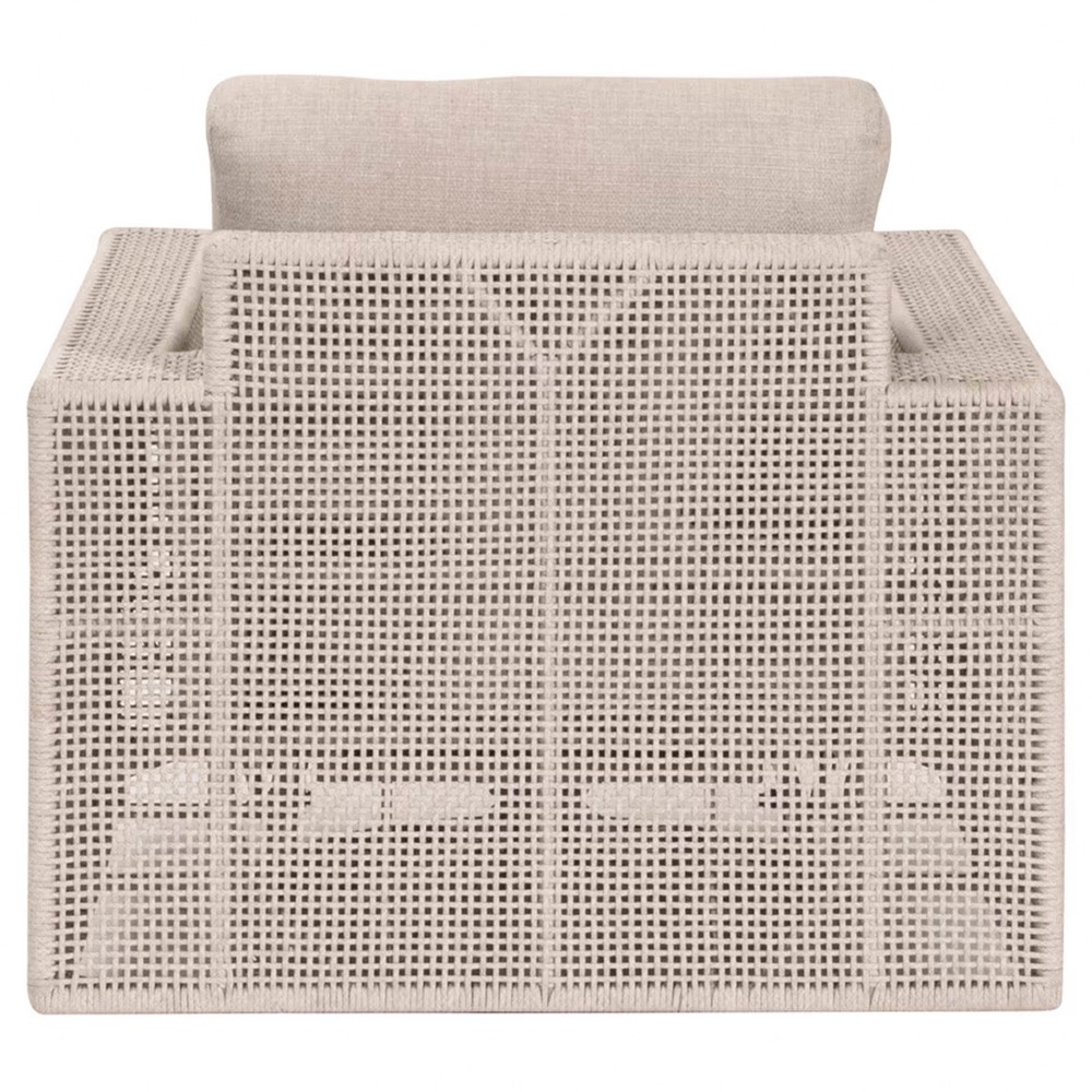 Alaina Coastal Beach Beige Woven Rope Aluminum Outdoor Swivel Rocker Arm Chair|