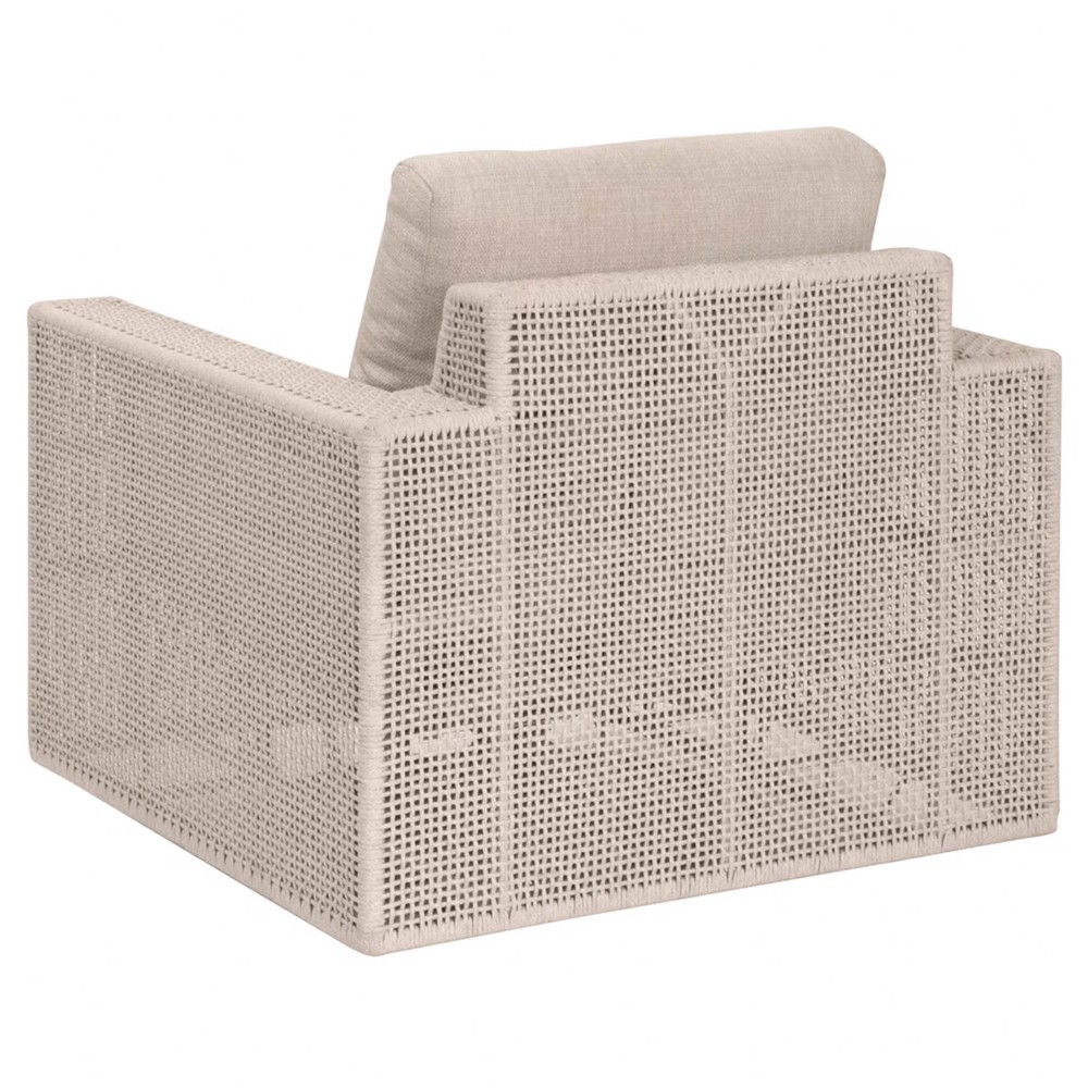 Alaina Coastal Beach Beige Woven Rope Aluminum Outdoor Swivel Rocker Arm Chair|