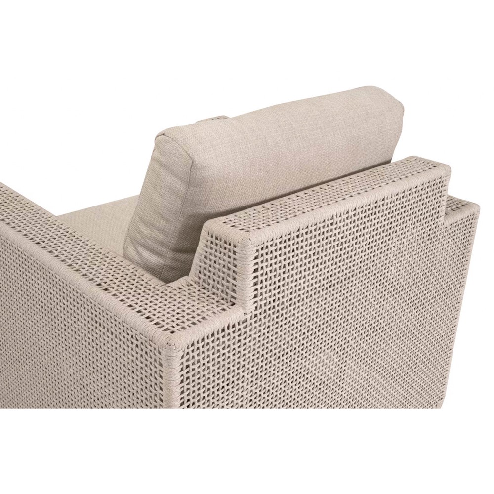 Alaina Coastal Beach Beige Woven Rope Aluminum Outdoor Swivel Rocker Arm Chair|