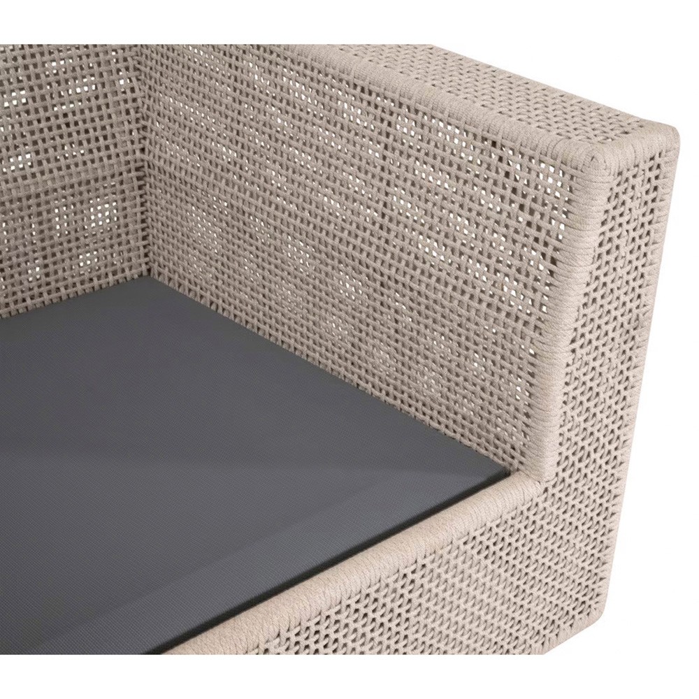 Alaina Coastal Beach Beige Woven Rope Aluminum Outdoor Swivel Rocker Arm Chair|