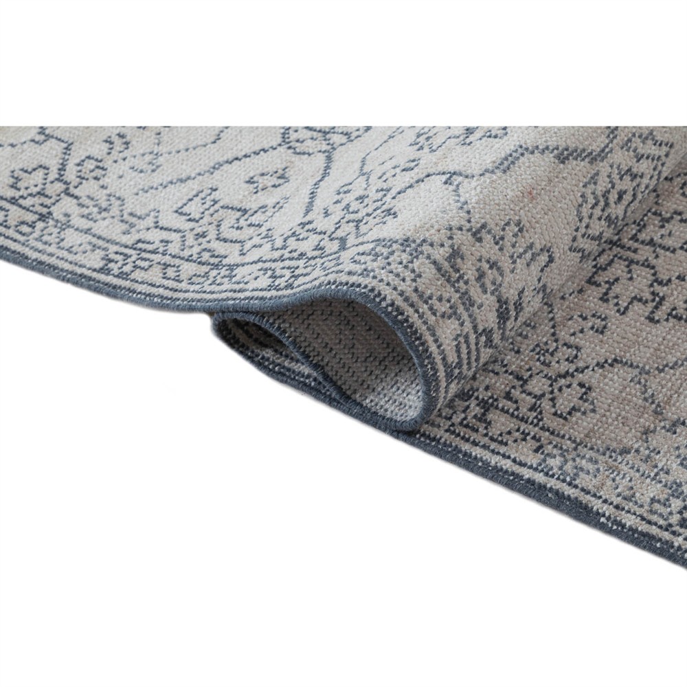 Azalea Traditional Blue Oushak Patterned Indoor Outdoor Hand