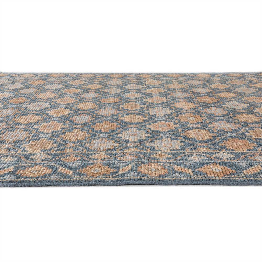 Soraya Updated Traditional Blue Wool Floral Patterned Hand Knotted Rug - 5'x8'|