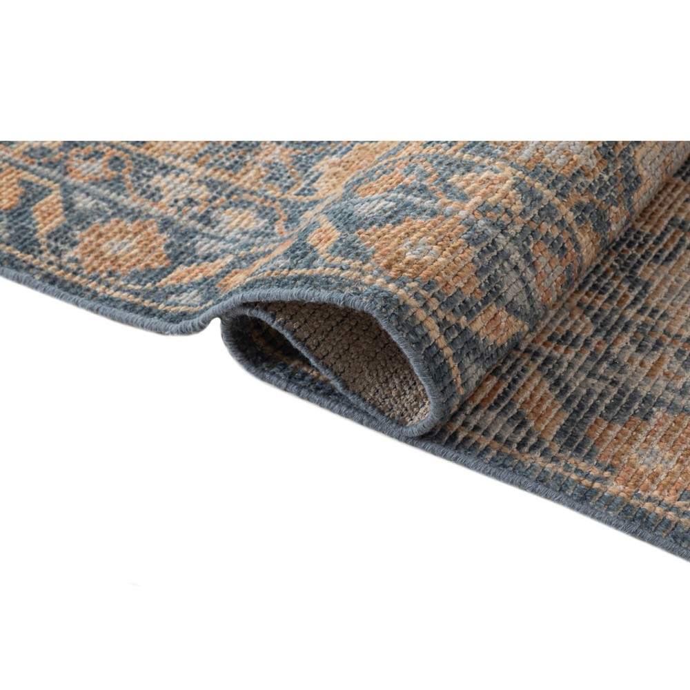 Soraya Updated Traditional Blue Wool Floral Patterned Hand Knotted Rug - 5'x8'|