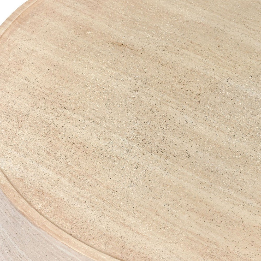 Grace Modern Classic Beige Travertine Round Outdoor Coffee Table|