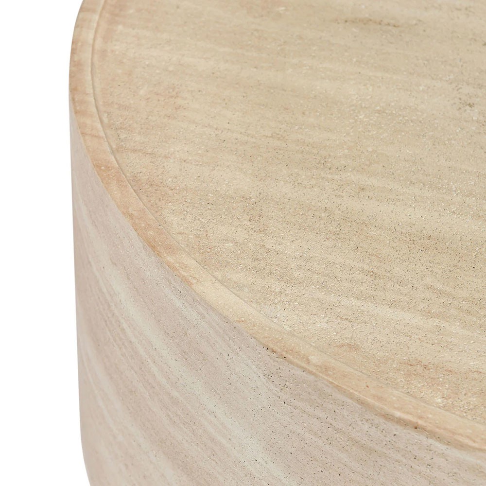 Grace Modern Classic Beige Travertine Round Outdoor Coffee Table|