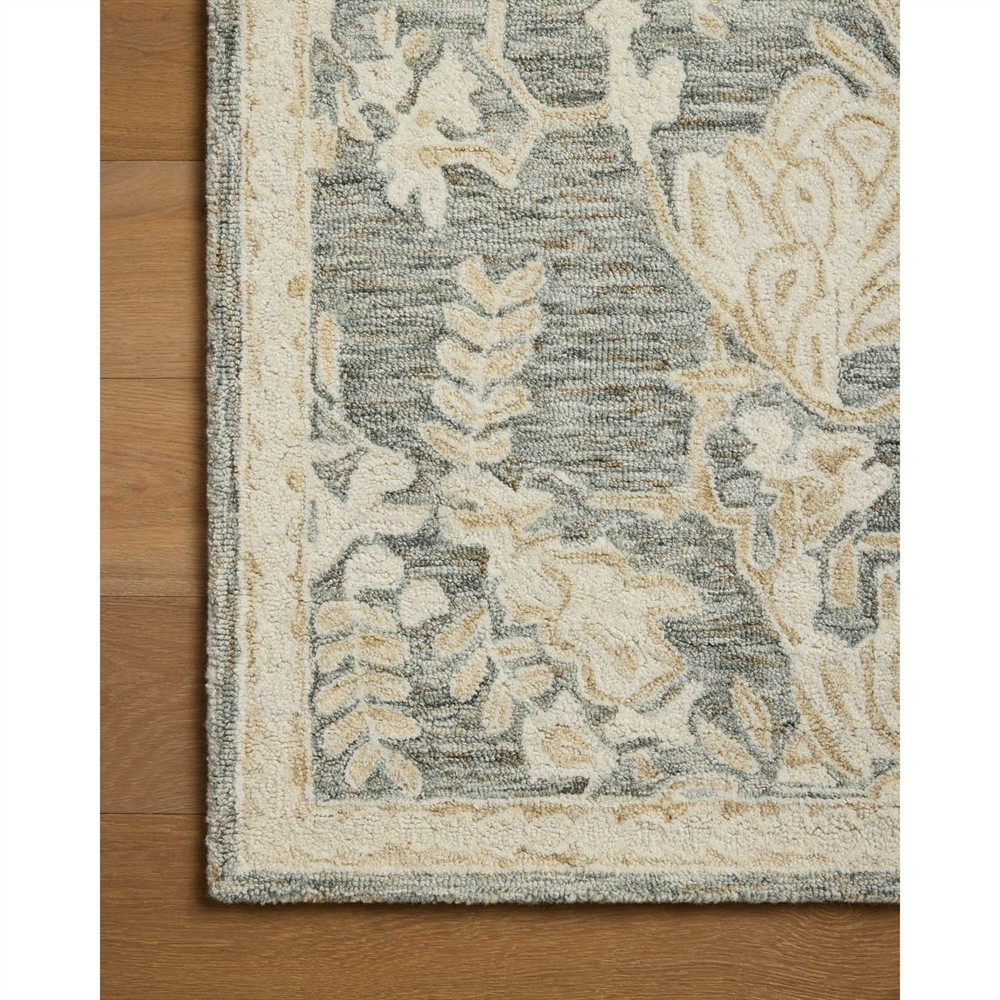 Jilian French Country Green Wool Floral Patterned Rug - 3'6"x5'6"|