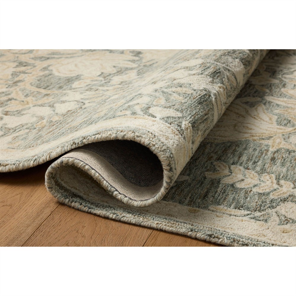 Jilian French Country Green Wool Floral Patterned Rug - 3'6"x5'6"|