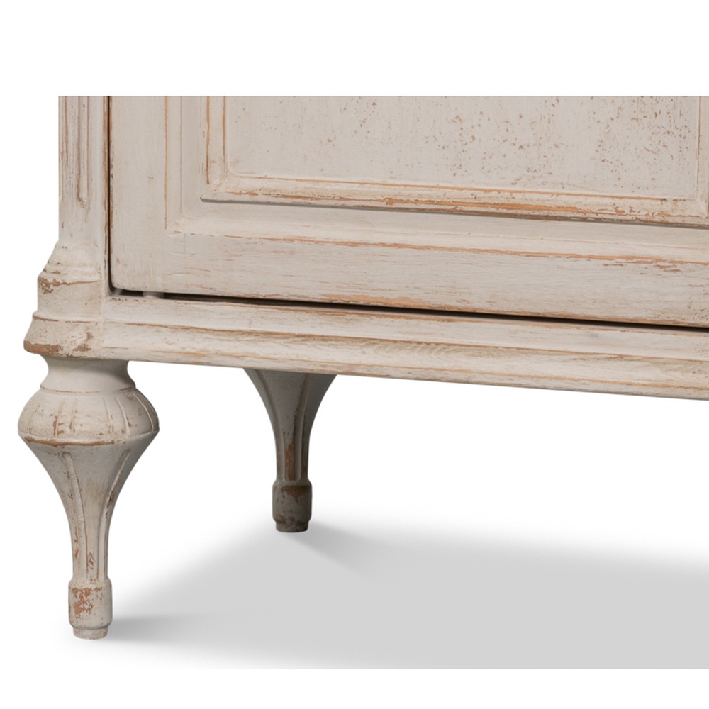Callow French Country Distressed Beige Pine Wood Sideboard Wide