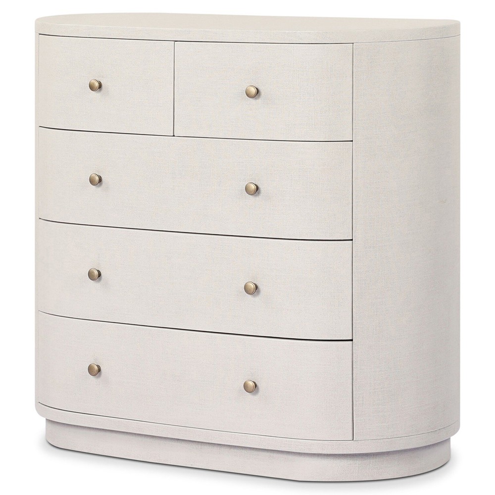 Beatrice Modern Classic Cream Painted Linen Oval Tall Chest|
