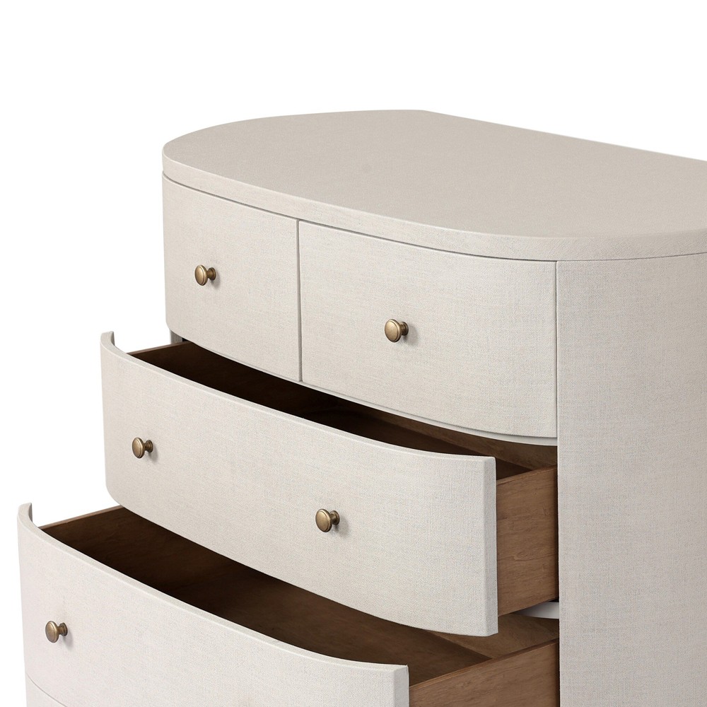 Beatrice Modern Classic Cream Painted Linen Oval Tall Chest|