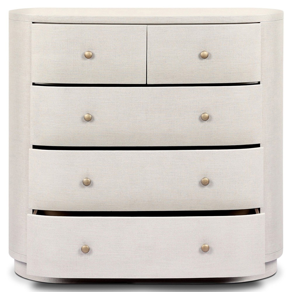 Beatrice Modern Classic Cream Painted Linen Oval Tall Chest|