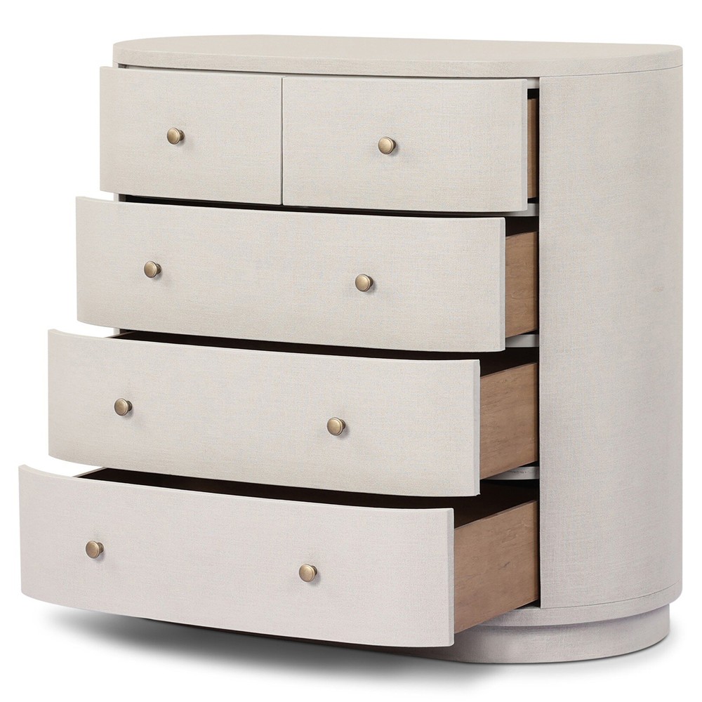 Beatrice Modern Classic Cream Painted Linen Oval Tall Chest|