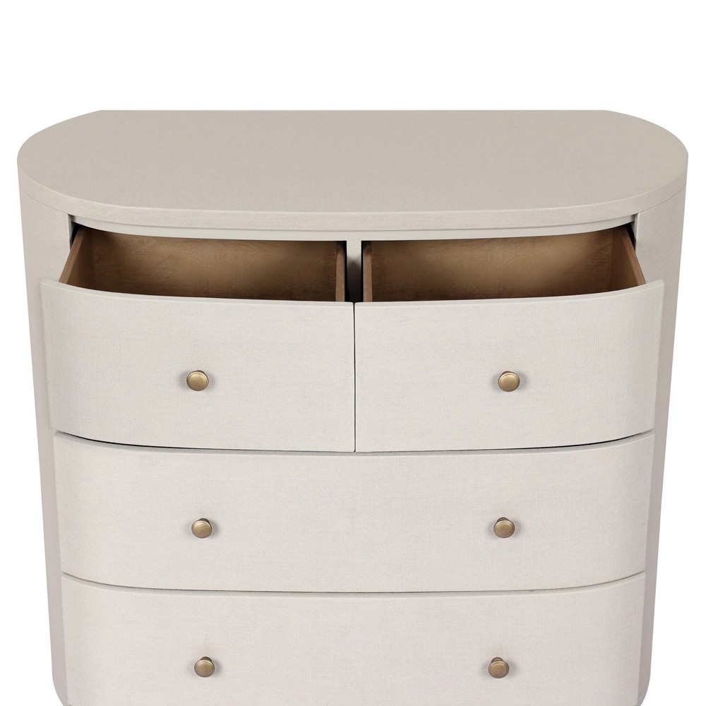 Beatrice Modern Classic Cream Painted Linen Oval Tall Chest|