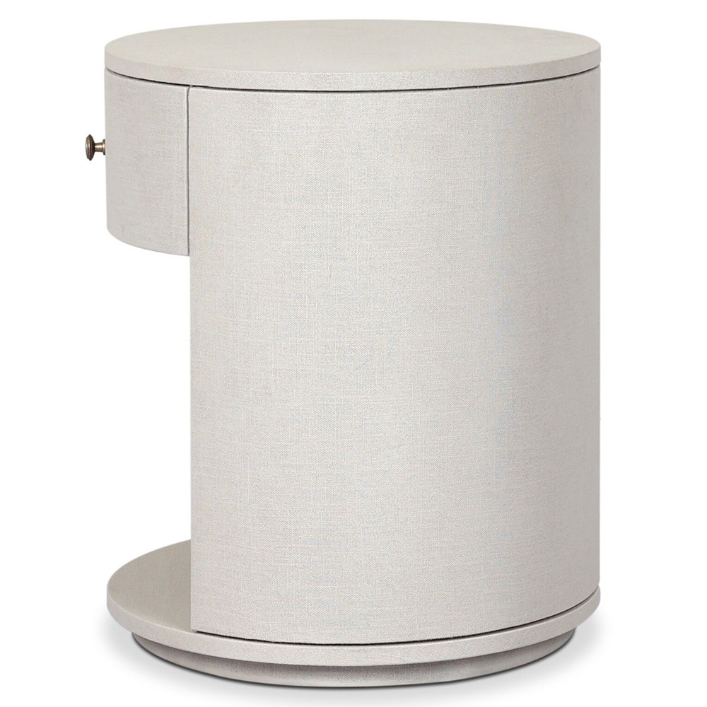 Beatrice Modern Classic Cream Painted Linen 1 Drawer Nightstand|