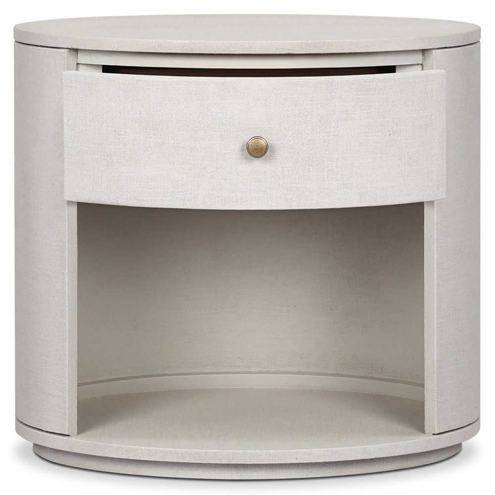 Beatrice Modern Classic Cream Painted Linen 1 Drawer Nightstand|