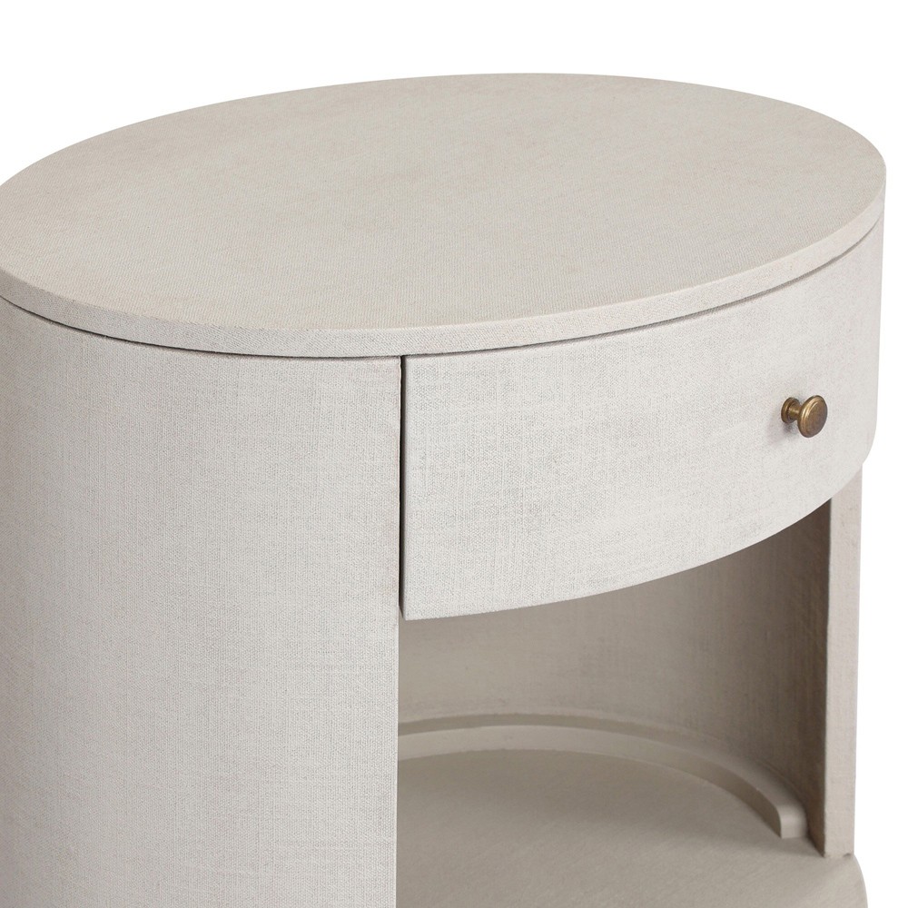 Beatrice Modern Classic Cream Painted Linen 1 Drawer Nightstand|