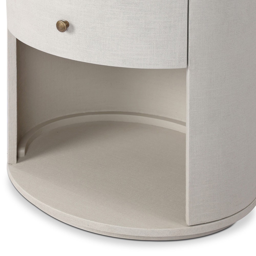 Beatrice Modern Classic Cream Painted Linen 1 Drawer Nightstand|