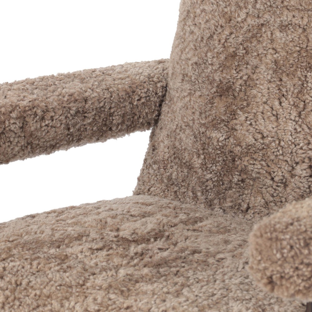 Bergen Modern Classic Taupe Shearling Brown Oak Desk Chair|