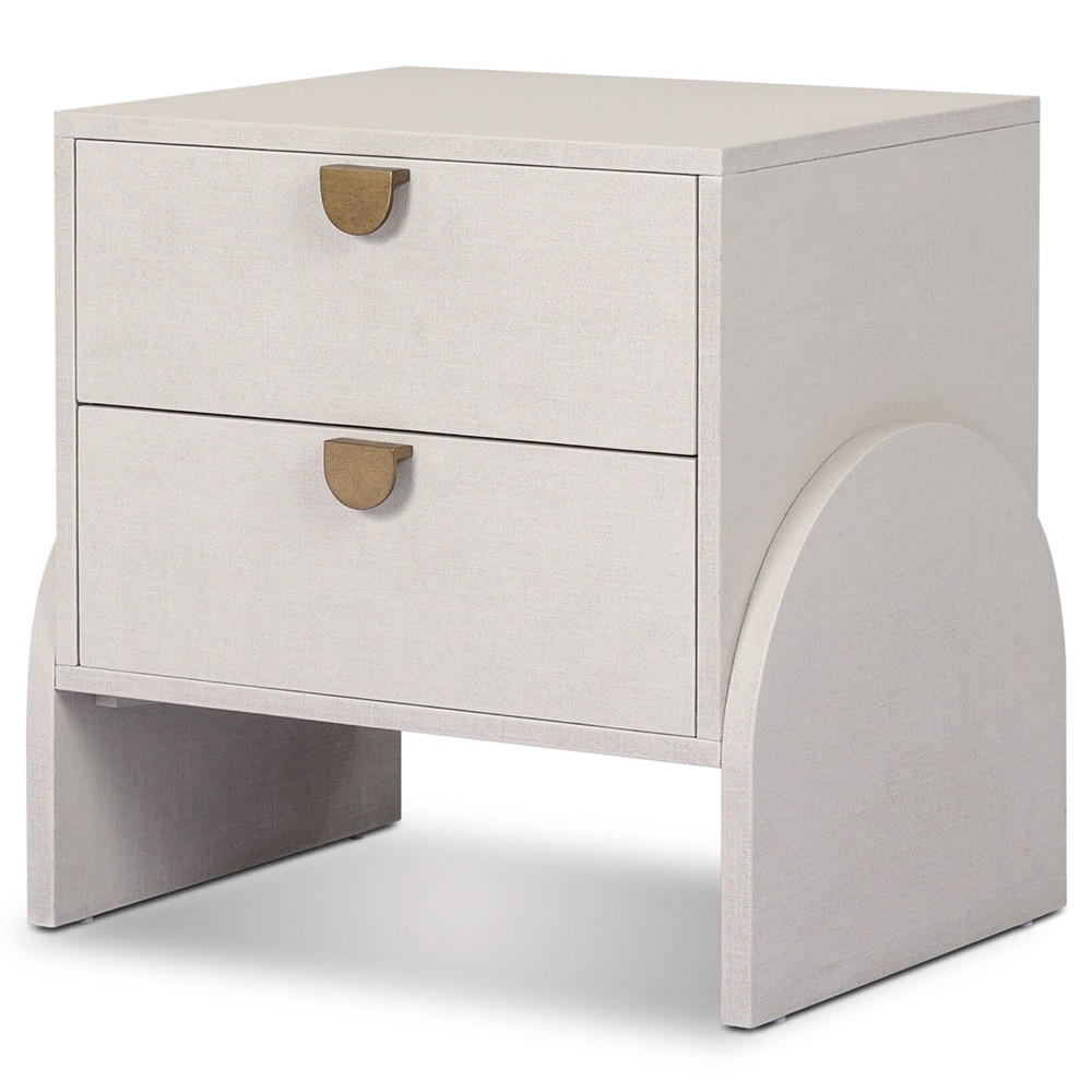 Maya Modern Classic Cream Painted Linen Nightstand|