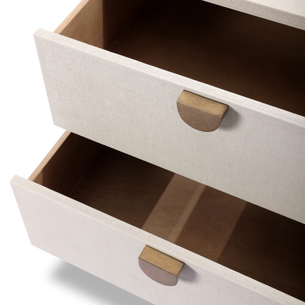 Maya Modern Classic Cream Painted Linen Nightstand|