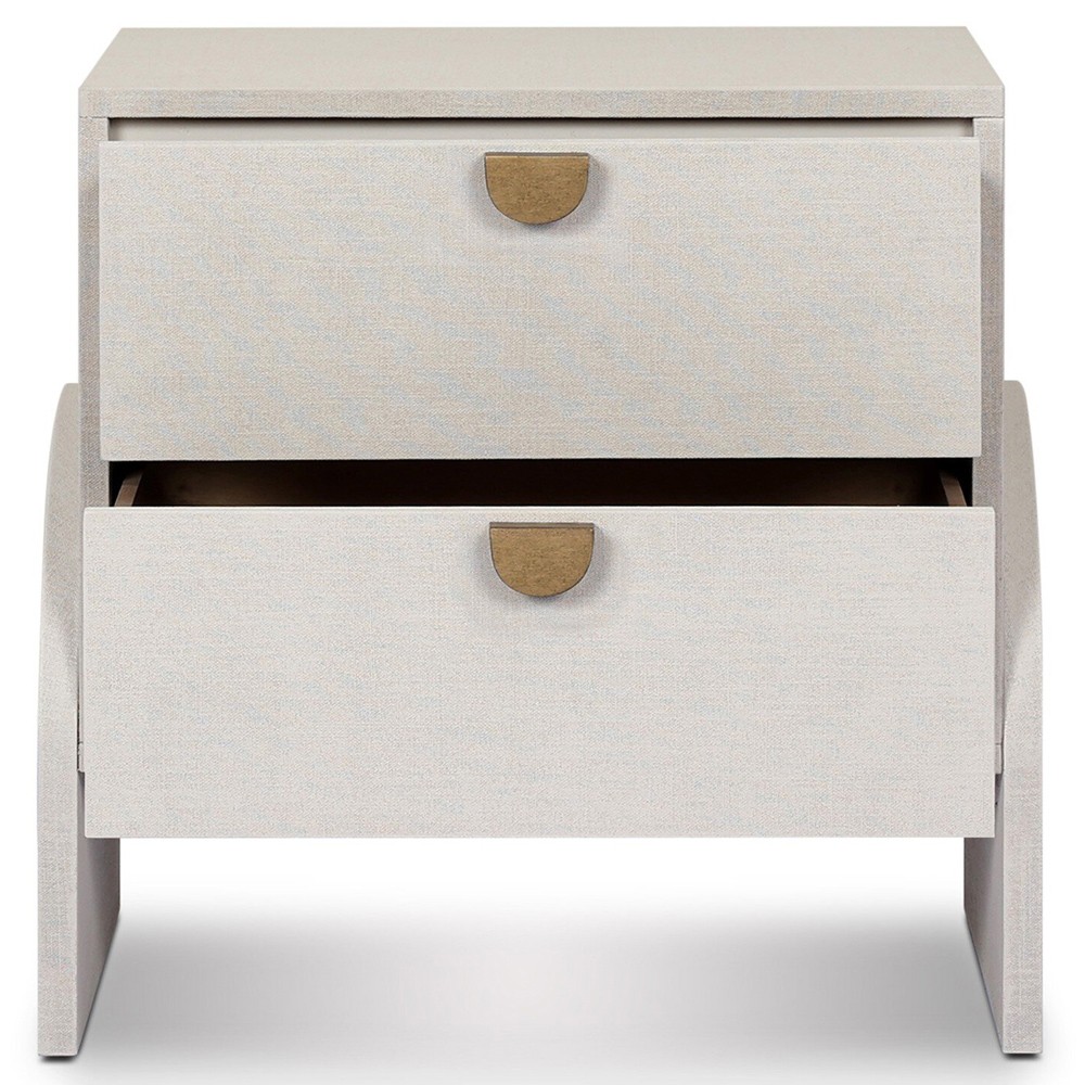 Maya Modern Classic Cream Painted Linen Nightstand|