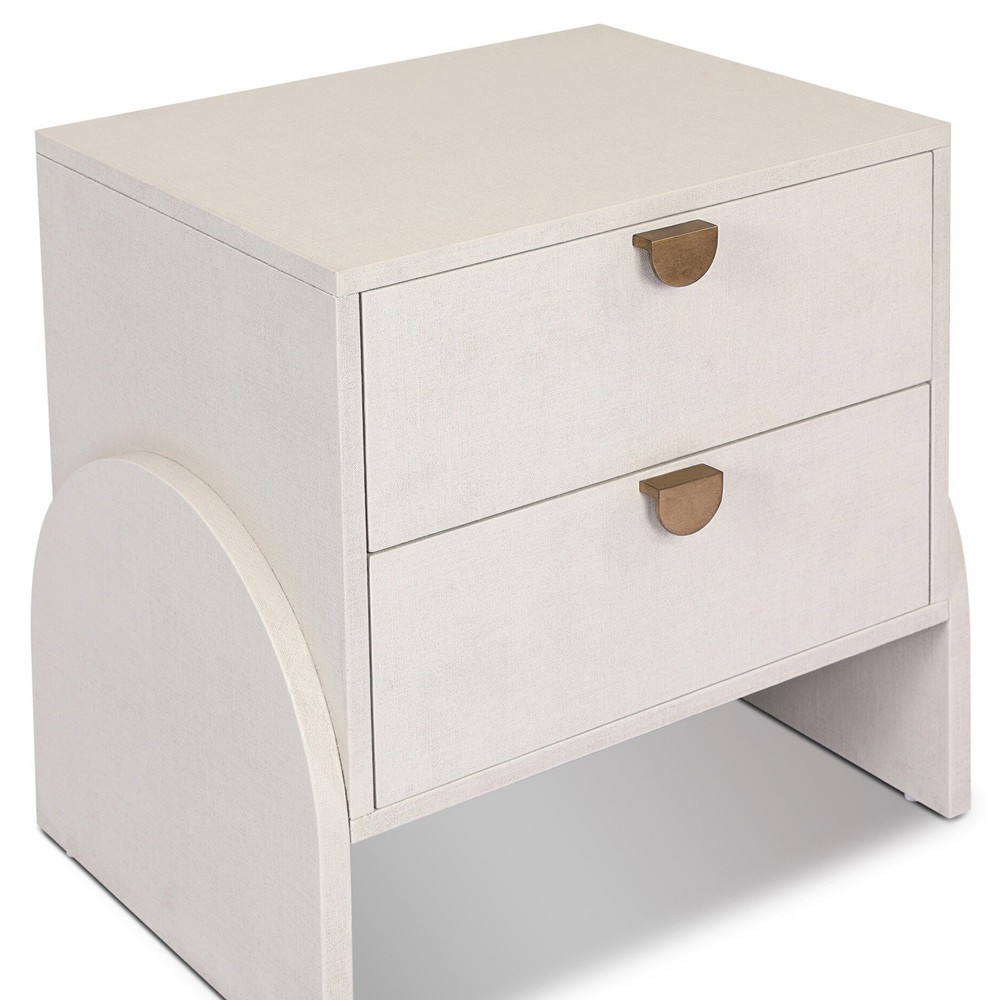 Maya Modern Classic Cream Painted Linen Nightstand|