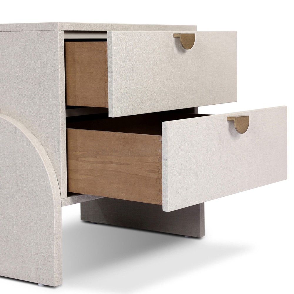 Maya Modern Classic Cream Painted Linen Nightstand|