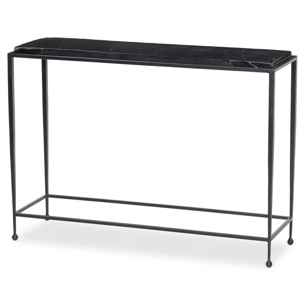 Fector Modern Classic Smoked Black Glass Iron Console Table|
