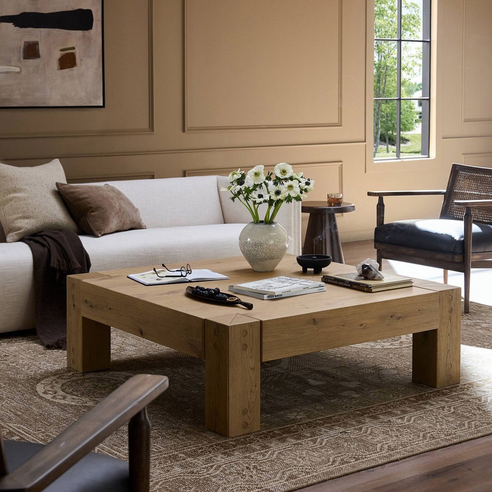 Emmer Coastal Beach Smoked Oak Square Coffee Table 41