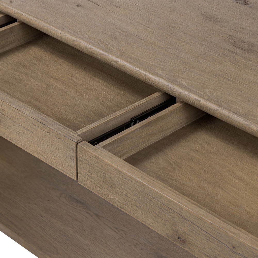 Riacan Modern Classic Brown Oak Oval Console Table|