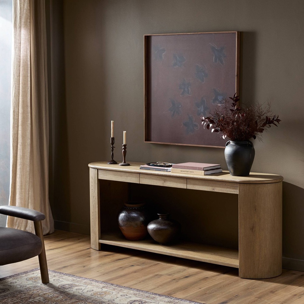 Riacan Modern Classic Brown Oak Oval Console Table|