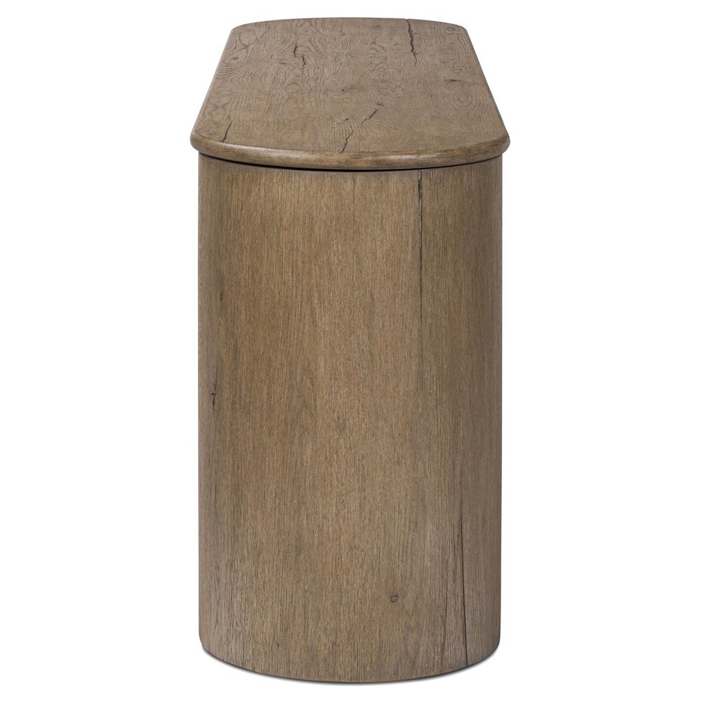 Riacan Modern Classic Brown Oak Oval Console Table|