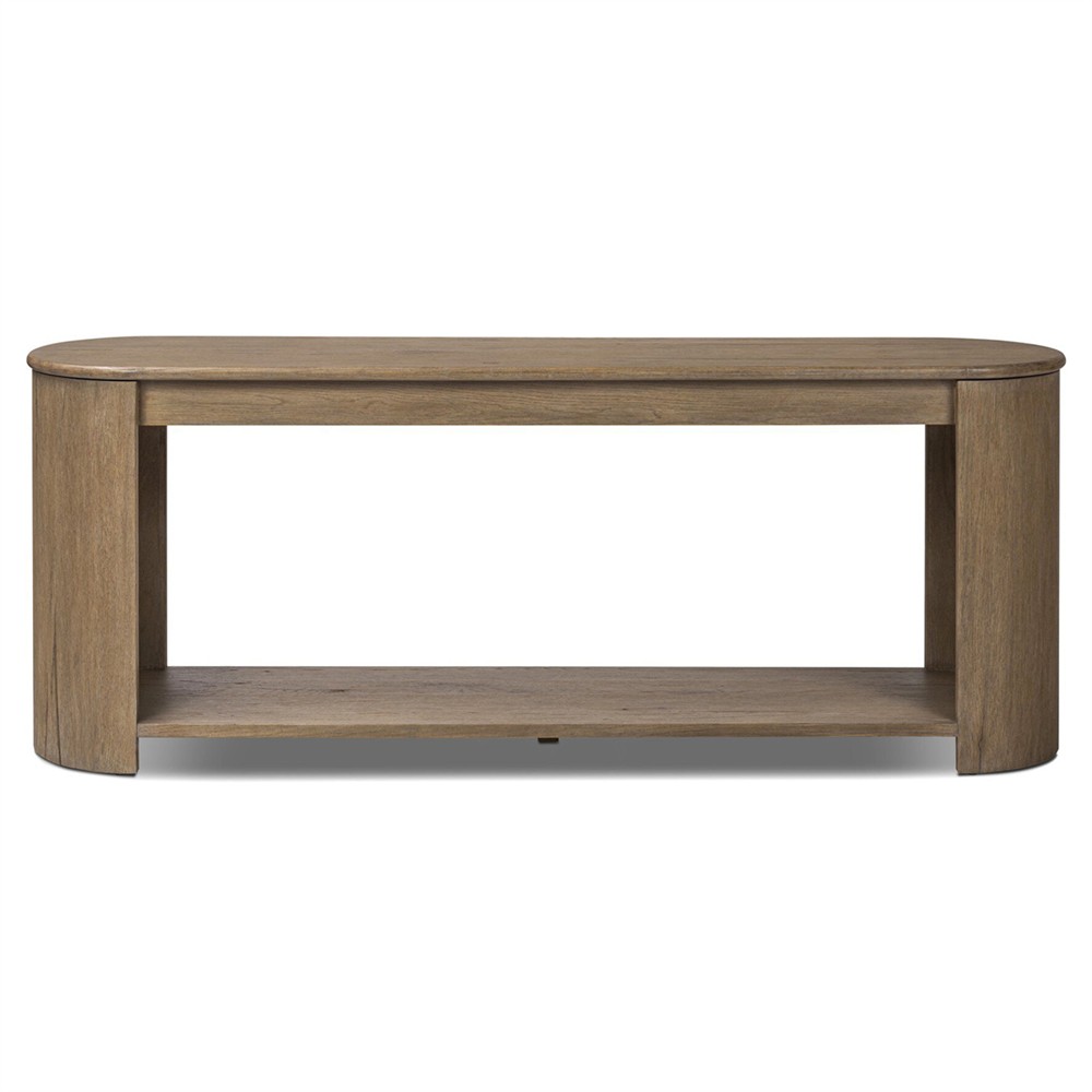 Riacan Modern Classic Brown Oak Oval Console Table|