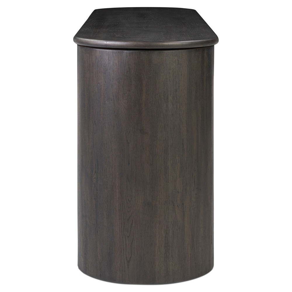 Riacan Modern Classic Smoked Black Oak Oval Console Table|