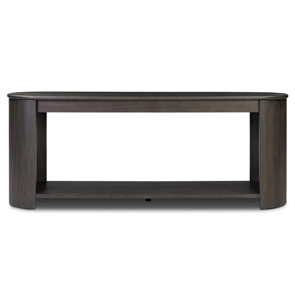 Riacan Modern Classic Smoked Black Oak Oval Console Table|