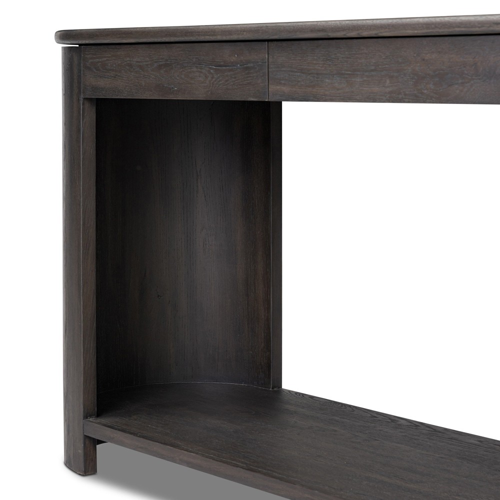 Riacan Modern Classic Smoked Black Oak Oval Console Table|