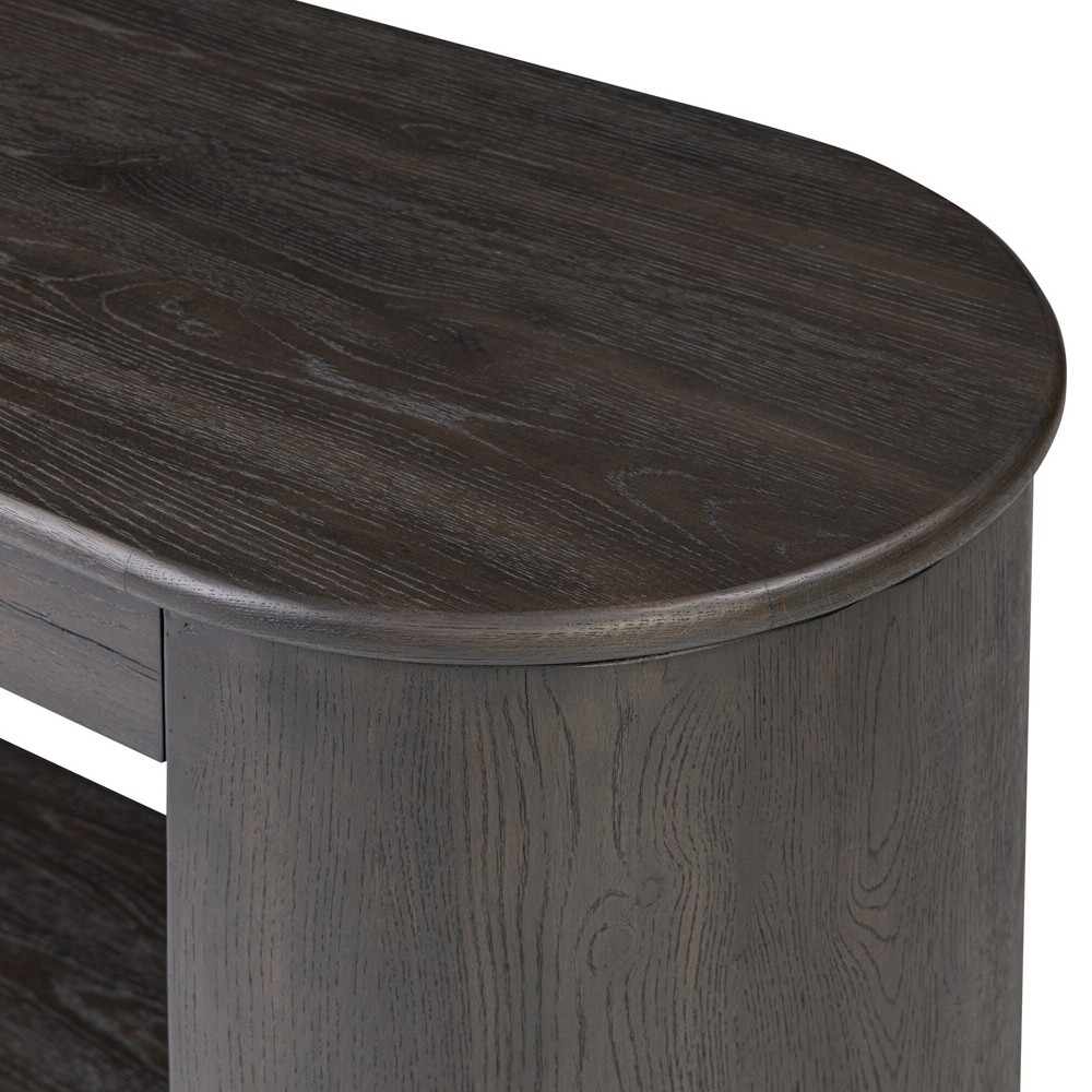 Riacan Modern Classic Smoked Black Oak Oval Console Table|