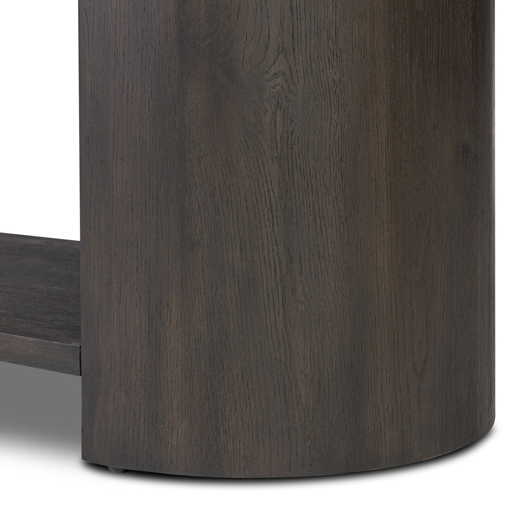 Riacan Modern Classic Smoked Black Oak Oval Console Table|