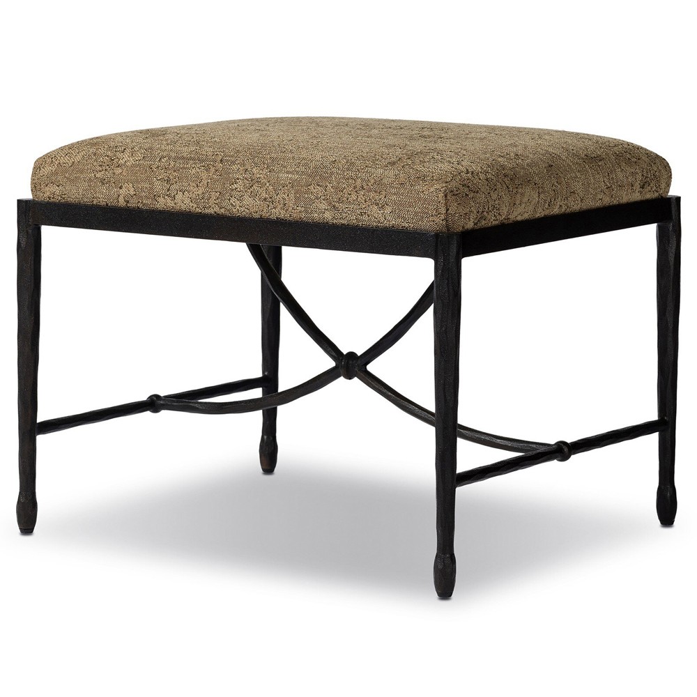 Jane Updated Traditional Brown Printed Bronze Iron Rectangular Stool|