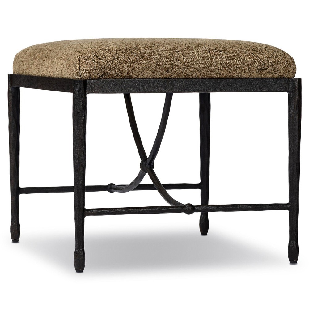 Jane Updated Traditional Brown Printed Bronze Iron Rectangular Stool|