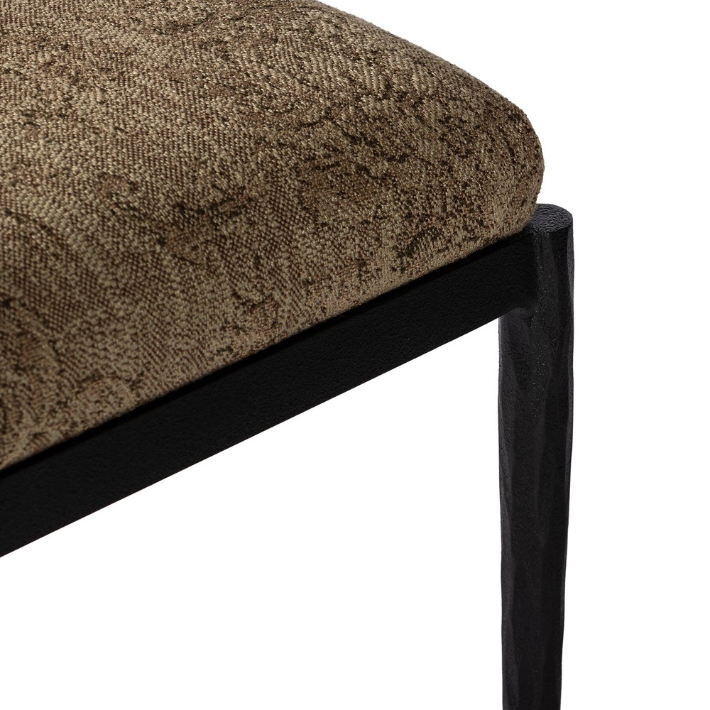 Jane Updated Traditional Brown Printed Bronze Iron Rectangular Stool|
