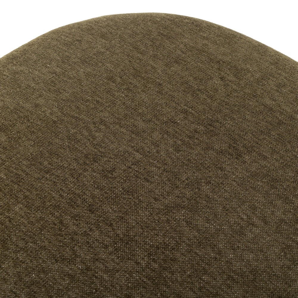 Leith Modern Classic Green Performance Brown Wood Round Stool|